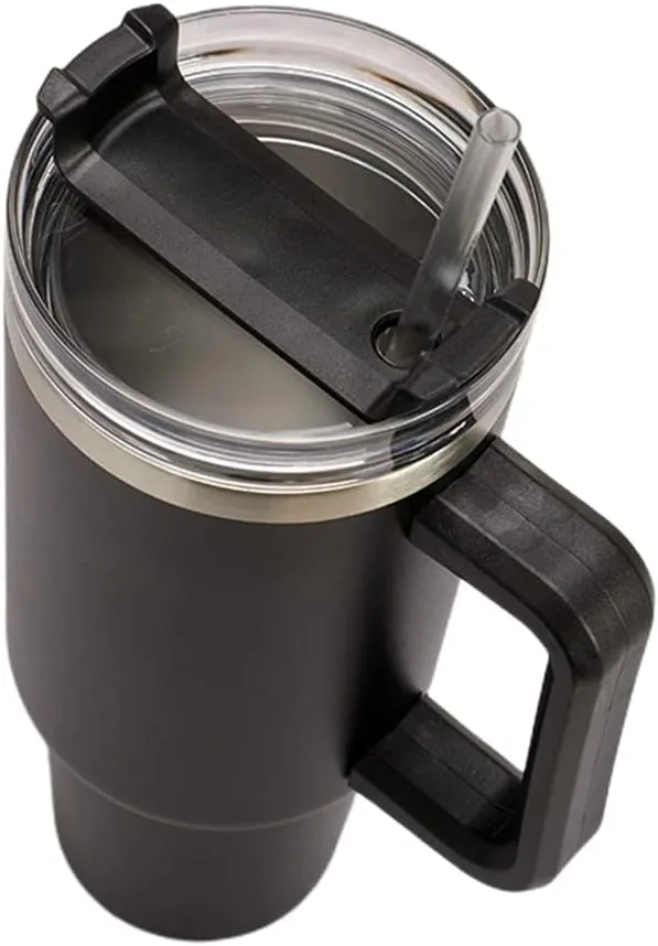 40oz Insulated Travel Mug Tumbler With Handle and Straw,Stainless Steel Double Wall Vacuum Cup Keep Drink Cold and Hot (Green)