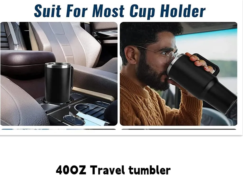 40oz Insulated Travel Mug Tumbler With Handle and Straw,Stainless Steel Double Wall Vacuum Cup Keep Drink Cold and Hot (Green)