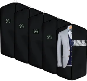43-Inch Garment Bag for Travel and Storage, Breathable Oxford Fabric Suit Cover, Set of 5, Perfect for T-Shirts, Jackets, Suits, and Coats