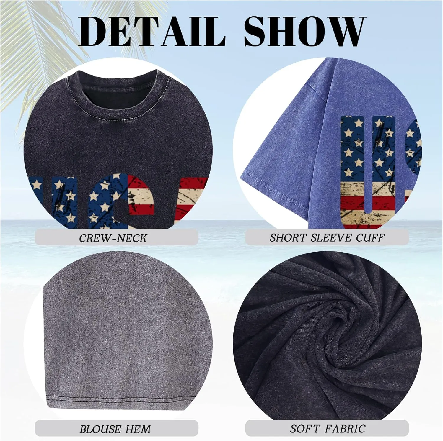 4th of July USA Shirts for Men - 2025 Oversized Crewneck American Flag USA 1776-2025 Shirts