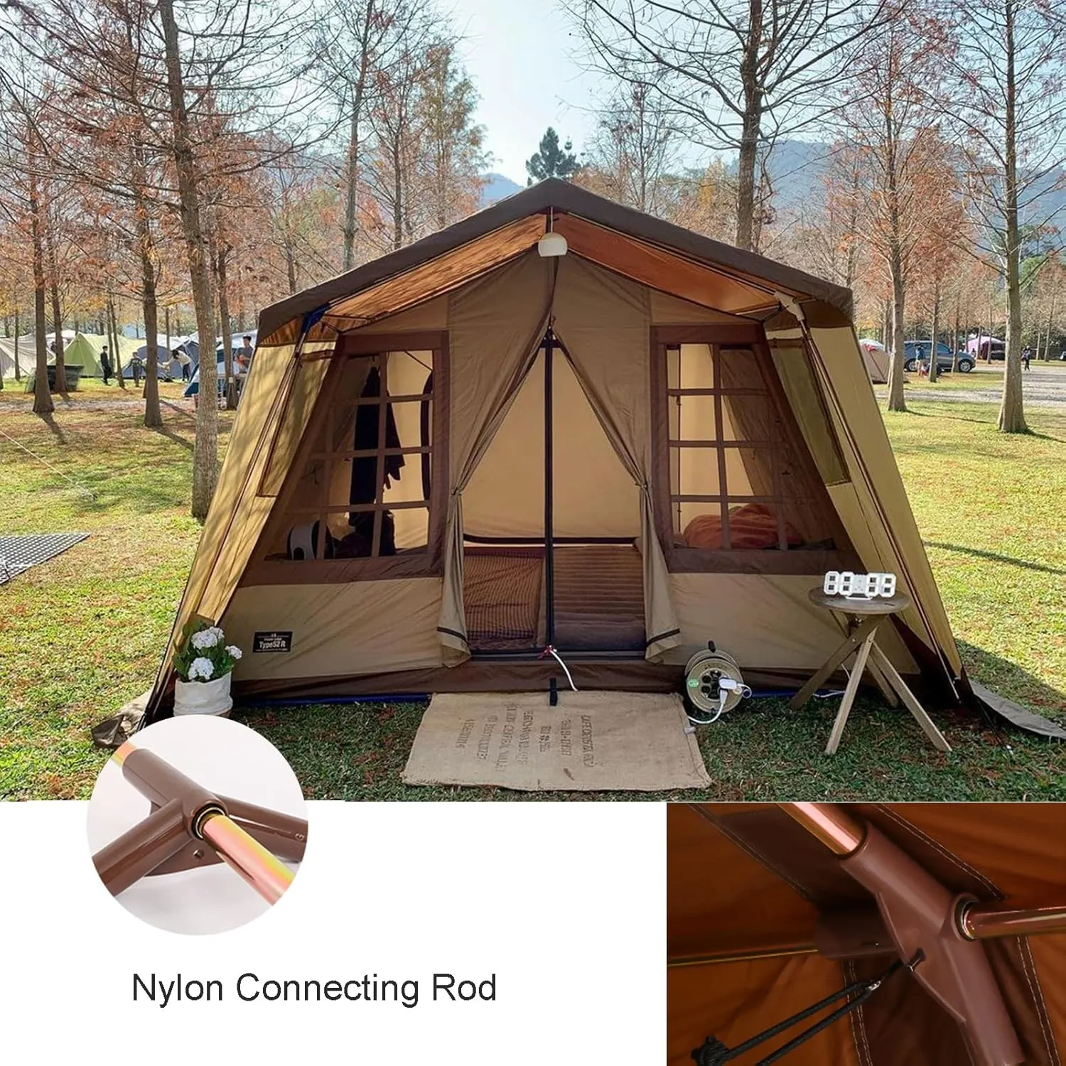 5-6 Person Camping Teepee Tent/Instant for Camping Windproof Dome Family Tents for Camping Hiking and Outdoor, Portable Tent with Carry Bag, for 3 Sea (White 310 * 210 * 260cm)