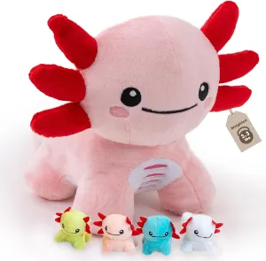 5 Pcs Axolotl Stuffed Animal, Weighted Axolotl Plush Toys for Kids, Cute Weighted Stuffed Animals, 19.5", 3.3 lbs