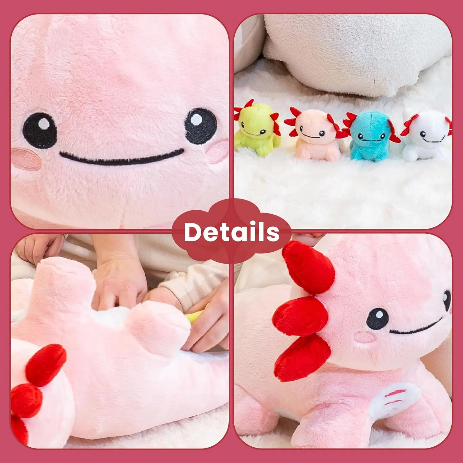 5 Pcs Axolotl Stuffed Animal, Weighted Axolotl Plush Toys for Kids, Cute Weighted Stuffed Animals, 19.5", 3.3 lbs