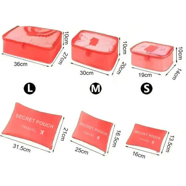 6-Piece Travel Storage Bag Set Waterproof Luggage Organizer