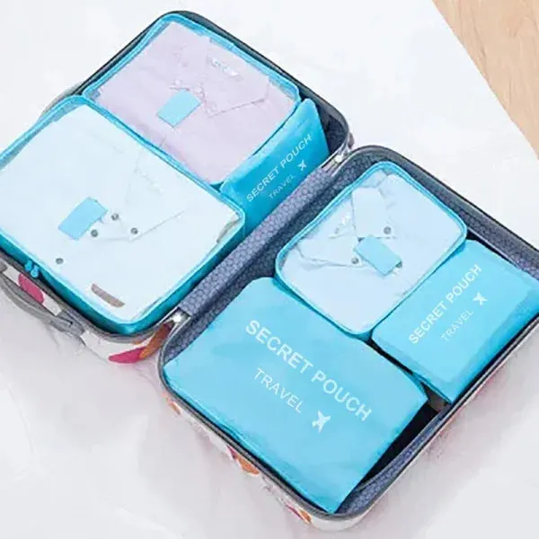 6-Piece Travel Storage Bag Set Waterproof Luggage Organizer