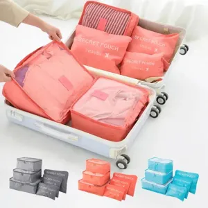 6-Piece Travel Storage Bag Set Waterproof Luggage Organizer