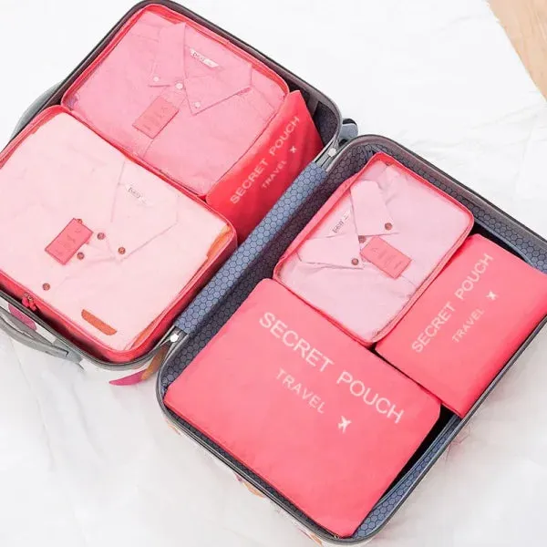 6-Piece Travel Storage Bag Set Waterproof Luggage Organizer