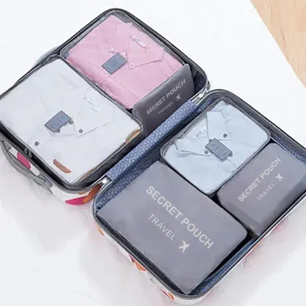 6-Piece Travel Storage Bag Set Waterproof Luggage Organizer