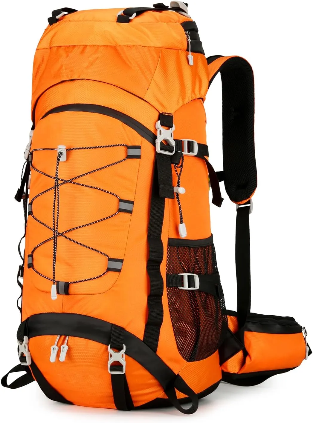 60L Hiking Backpack Men Women, Large Backpacking Backpack Packs, Waterproof Camping Bakcpacks Bag with Rain Cover, Camping Essentials for Trekking Travel, Orange