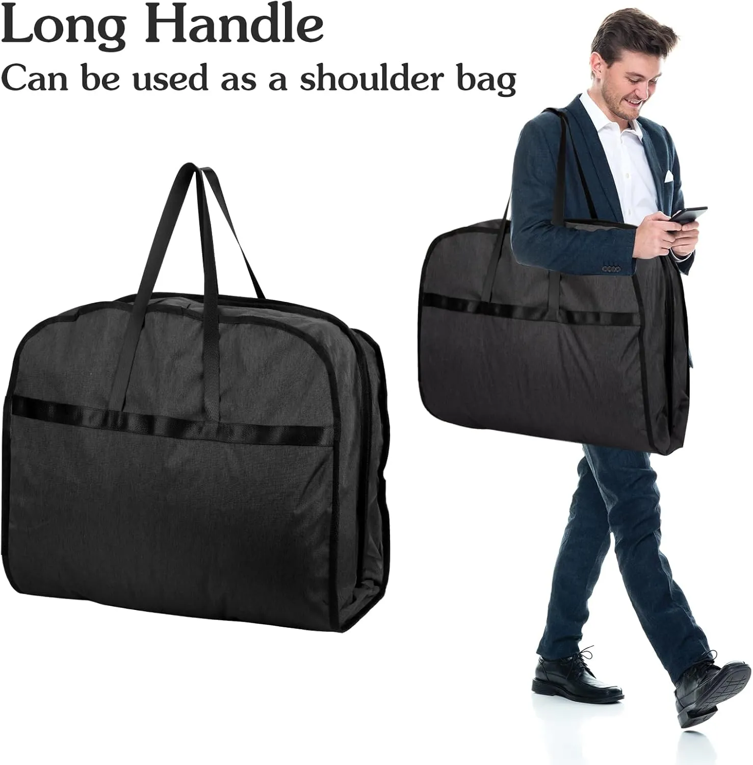 6" Gusseted Waterproof Garment Bag for Travel, 43" Tear Resistance Suit Bag for Men Travel for Suits, Tuxedos, Coats, Uniform. (Darkgrey, 42")