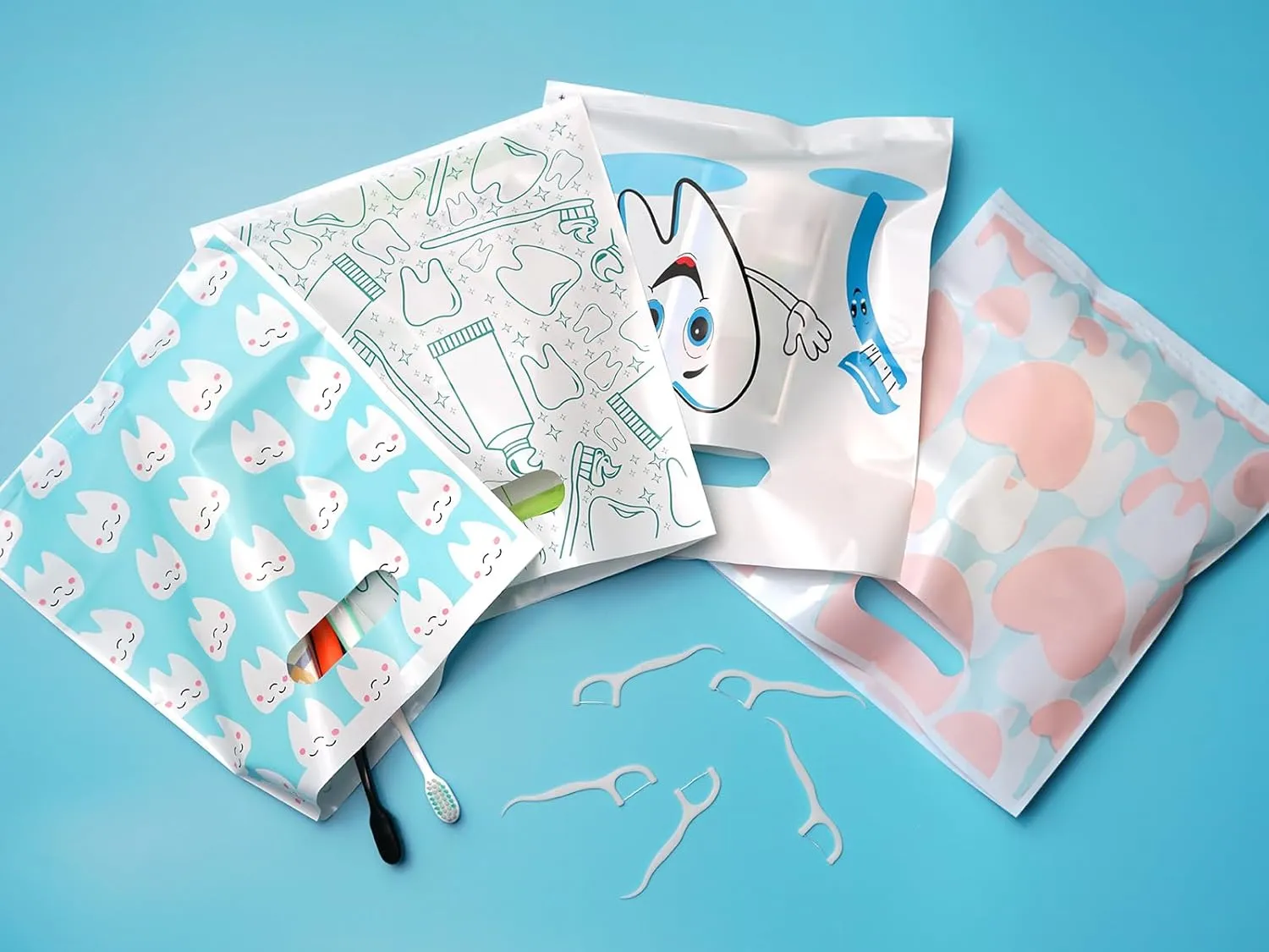 800 Pcs Dental Bags, Tooth Patient Care Dental Bags, 9 x 8 Inches dental goodie bags, for Dental Clinics, Schools and Patient use (Style 9)