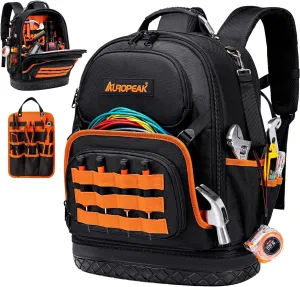 96-Pocket Tool Backpack Heavy Duty, Large Tool Bag Backpack for Men Women, Hvac Tool Bag Organizer, Tool Backpack with Laptop Compartment & Molded Base for Electrician Construction