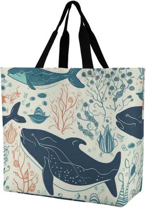A Gym Artifact, The Canvas Underwater Whale Printed Yoga Storage Bag Is Durable, Wear-resistant And Does Not Strangle Shoulders. It Is Suitable for Both Men And Women