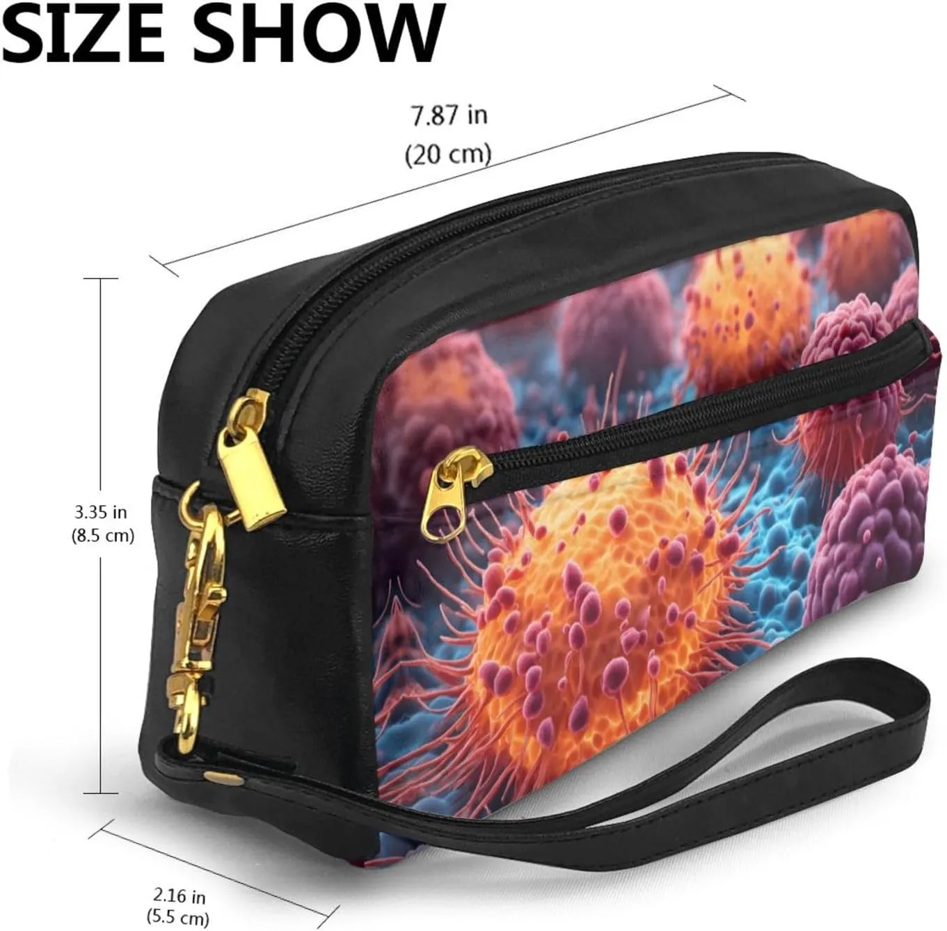 A Hand Drawn Painting Of A Cancerous Cells In The Print Portable Makeup Bag,Travel-Friendly Design,Versatile Mini Makeup Pouchtion