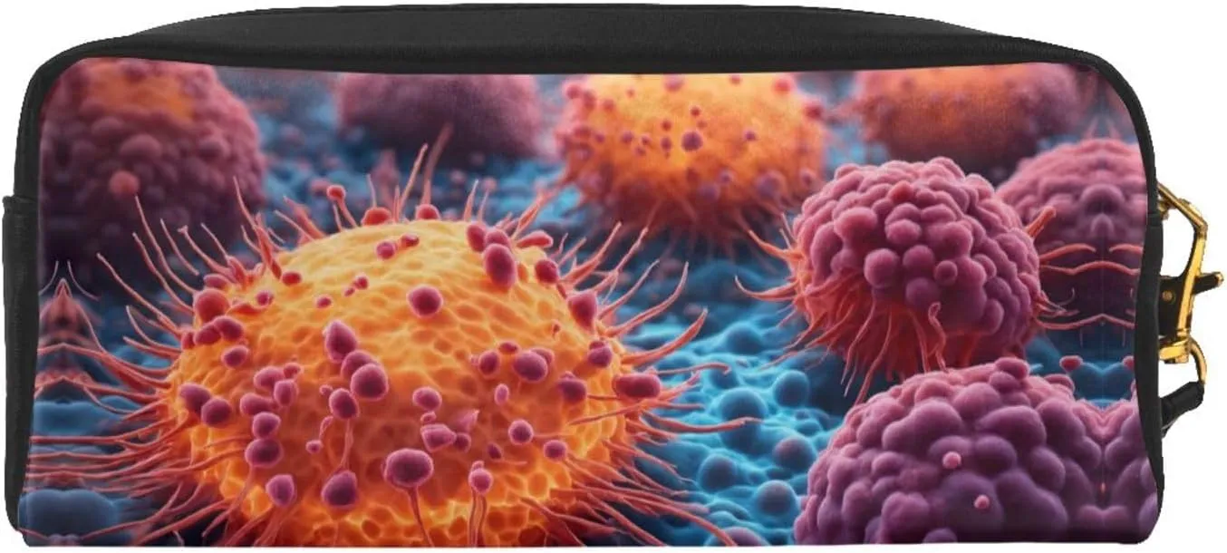 A Hand Drawn Painting Of A Cancerous Cells In The Print Portable Makeup Bag,Travel-Friendly Design,Versatile Mini Makeup Pouchtion