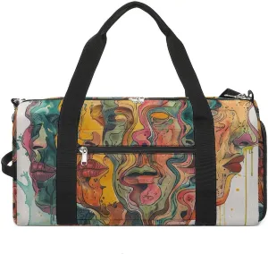 Abstract People Images Gym Bag Sport Gym Tote Bag Lightweight Duffle Bag Carry On Weekender Bags for Women Men
