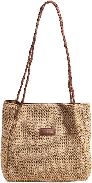 acdiac Rainbow Straw Shoulder Bag For Women Large Capacity Striped Woven Beach Tote Bag Summer Travel Holiday Knitted bag