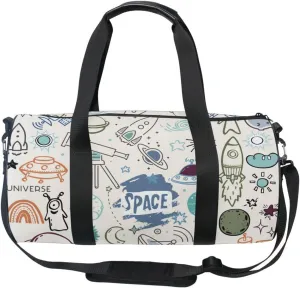 Acpiggto Gym Bag Sports Duffel Bag Beige Space Science Universe Rocket Planet for Women Men Boys Girls Travel Luggage Bag Weekender Tote Sling Shoulder Backpack