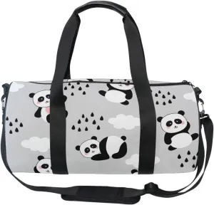 Acpiggto Gym Bag Sports Duffel Bag Panda Grey Cloud Sky Rain Drops Cute Animal for Women Men Boys Girls Travel Luggage Bag Weekender Tote Sling Shoulder Backpack