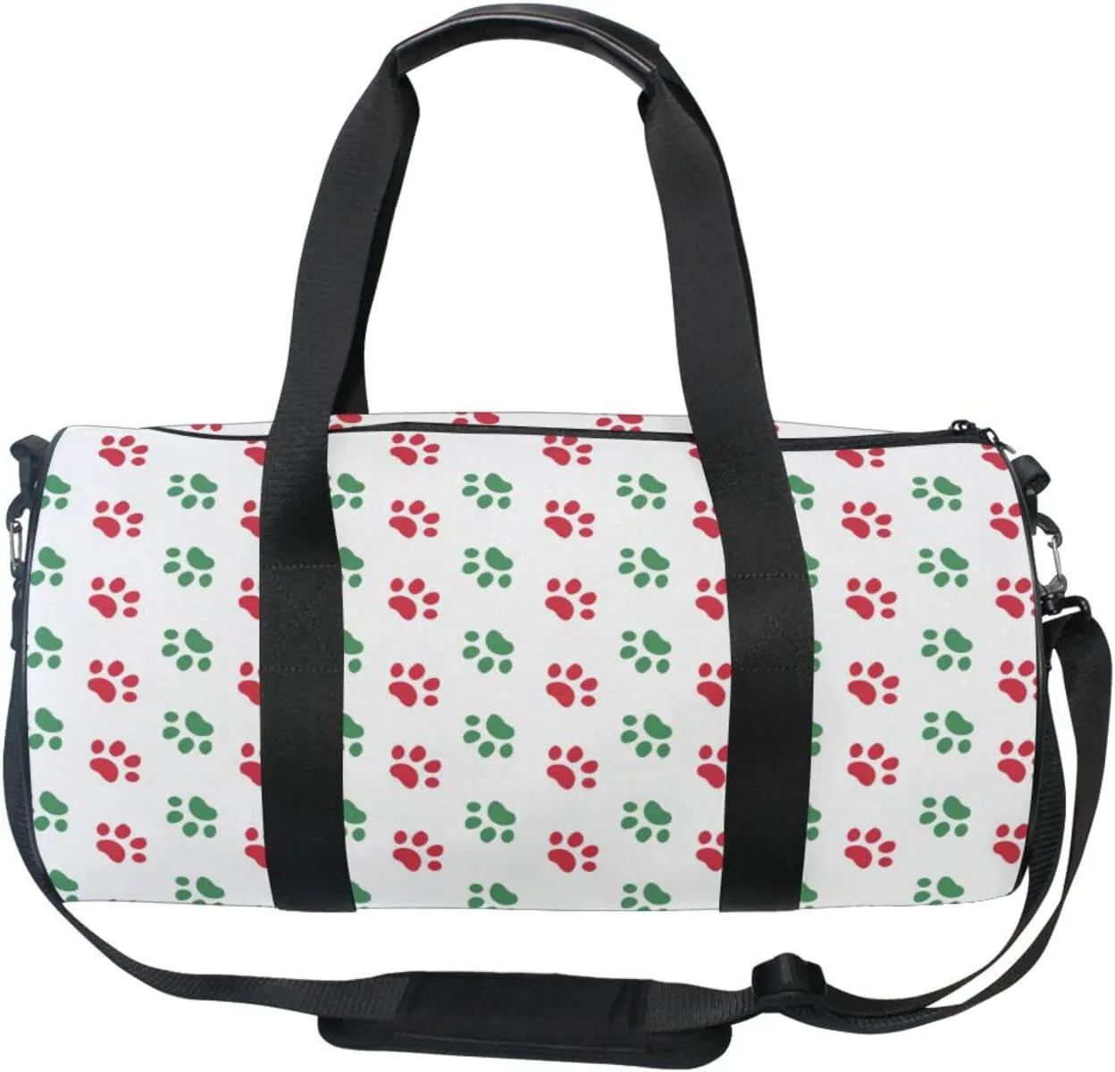 Acpiggto Gym Bag Sports Duffel Bag Red Green Christmas Footprints Dog Cat Dots Cartoon Travel Luggage Bag Weekender Tote Sling Shoulder Backpack for Women Men Boys Girls