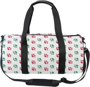 Acpiggto Gym Bag Sports Duffel Bag Red Green Christmas Footprints Dog Cat Dots Cartoon Travel Luggage Bag Weekender Tote Sling Shoulder Backpack for Women Men Boys Girls