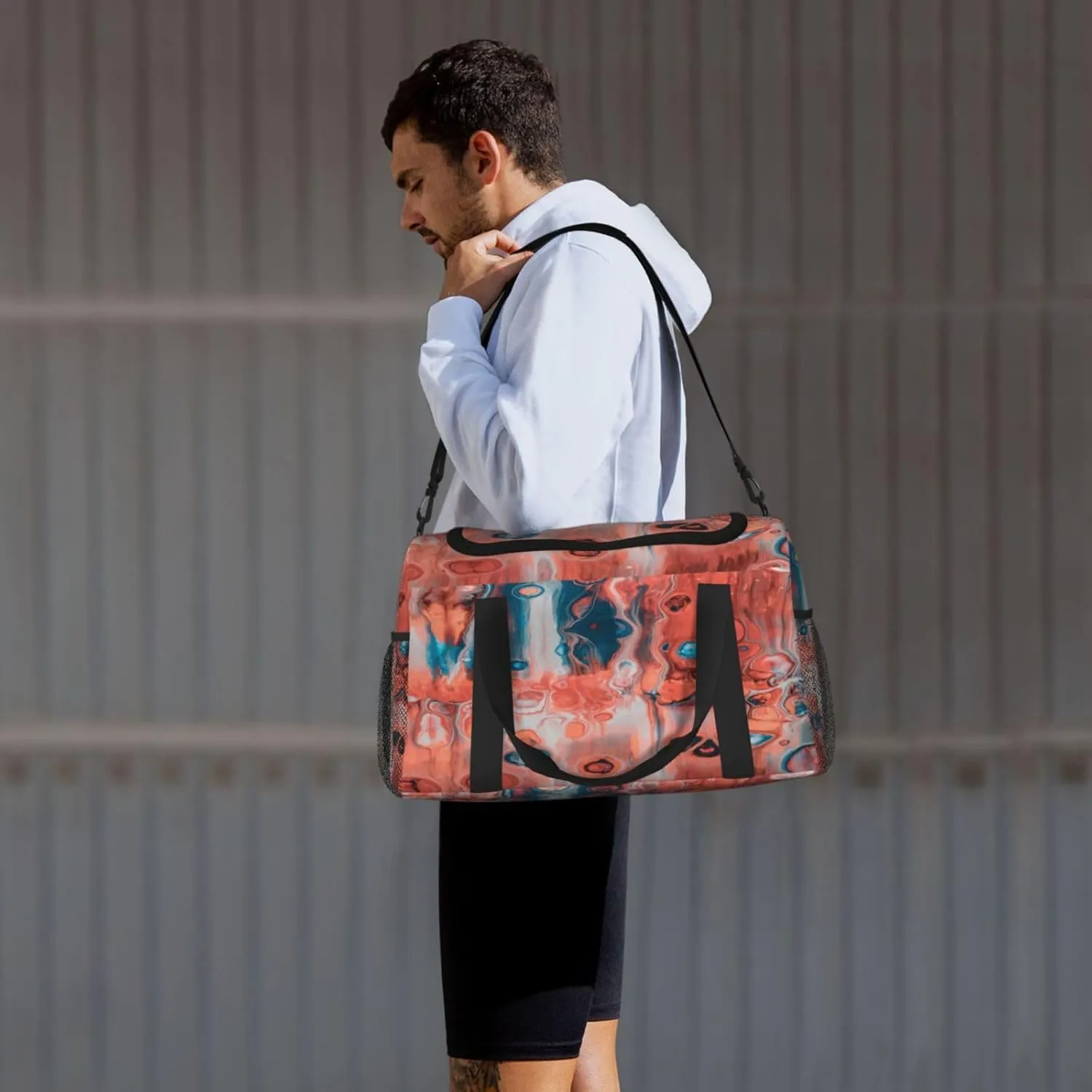 Acrylic Paint Travel Duffel Bag Large Foldable Waterproof Overnight Bag For Beach Swim Bags Pool Sports Gym