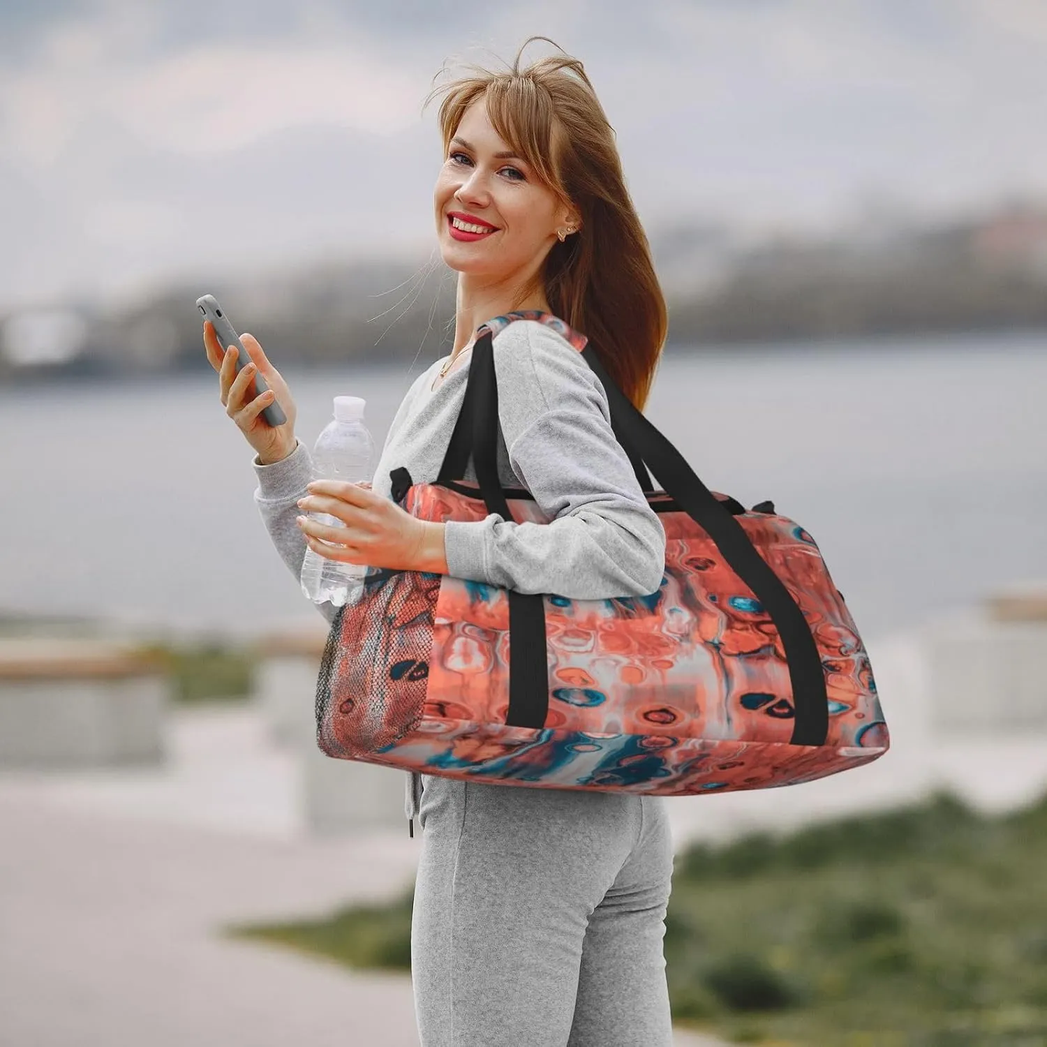 Acrylic Paint Travel Duffel Bag Large Foldable Waterproof Overnight Bag For Beach Swim Bags Pool Sports Gym
