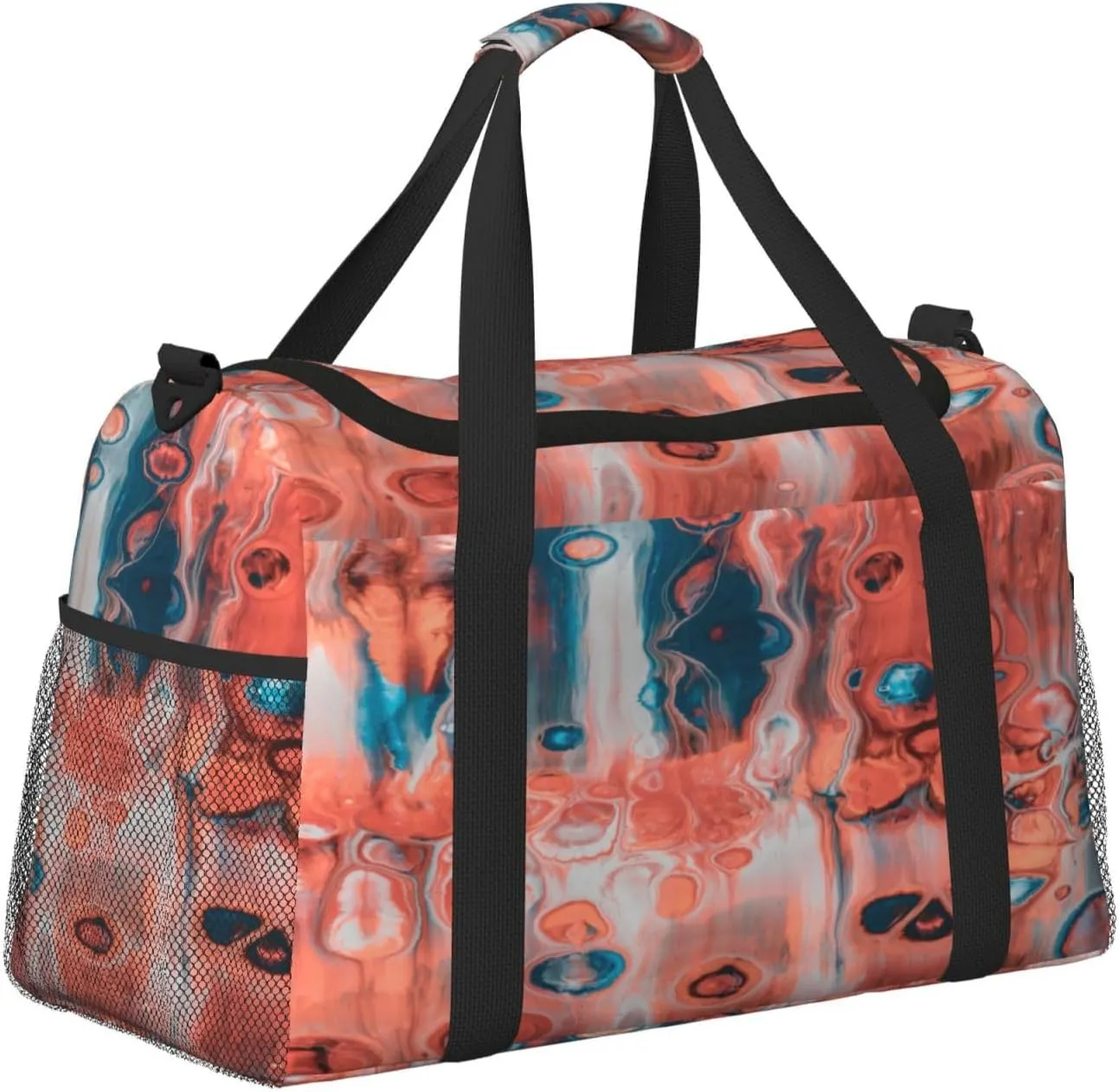 Acrylic Paint Travel Duffel Bag Large Foldable Waterproof Overnight Bag For Beach Swim Bags Pool Sports Gym
