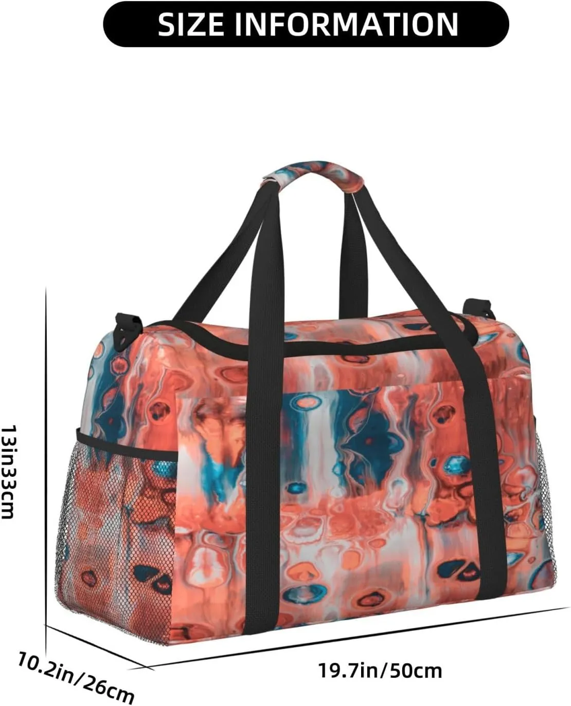 Acrylic Paint Travel Duffel Bag Large Foldable Waterproof Overnight Bag For Beach Swim Bags Pool Sports Gym