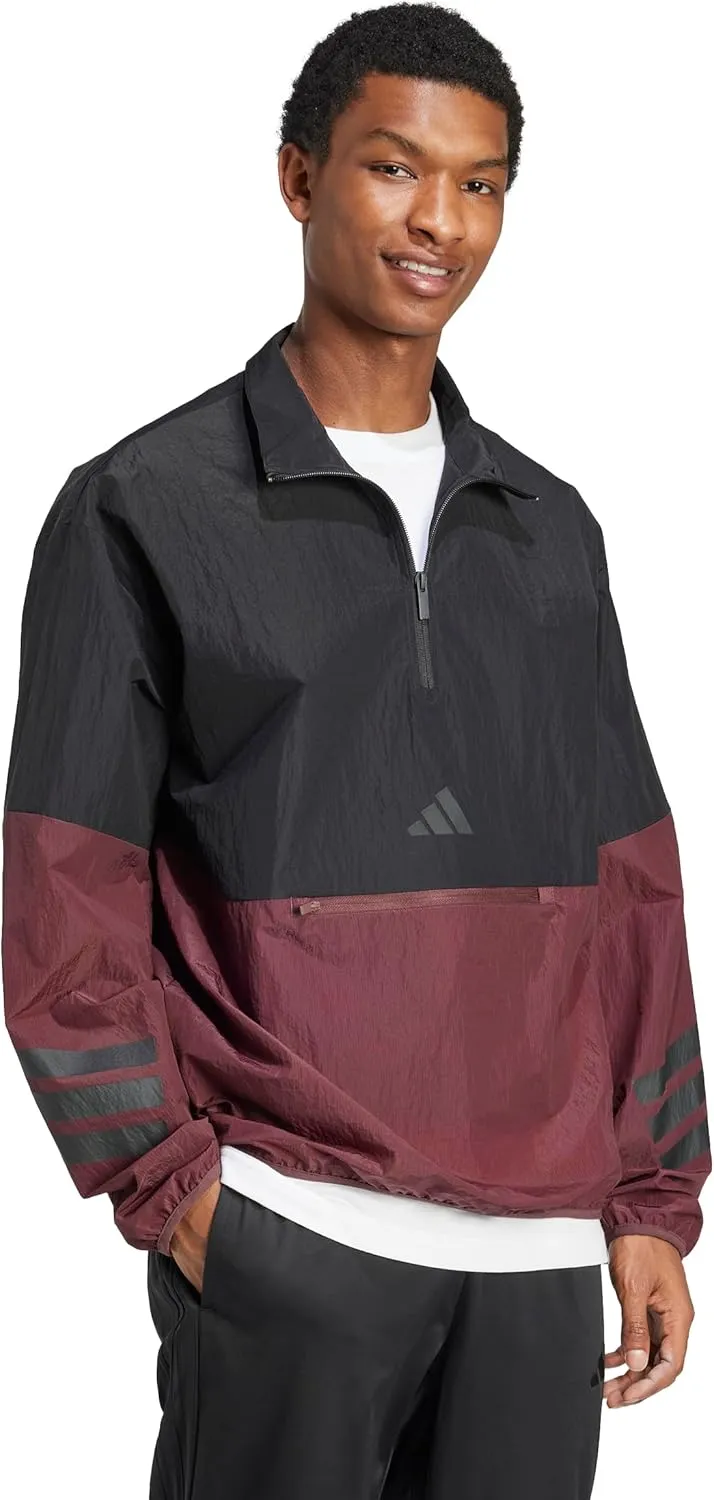 adidas Men's Size Future Icons 3-Stripes Woven Half-Zip Sweatshirt