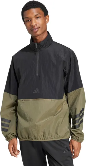 adidas Men's Size Future Icons 3-Stripes Woven Half-Zip Sweatshirt