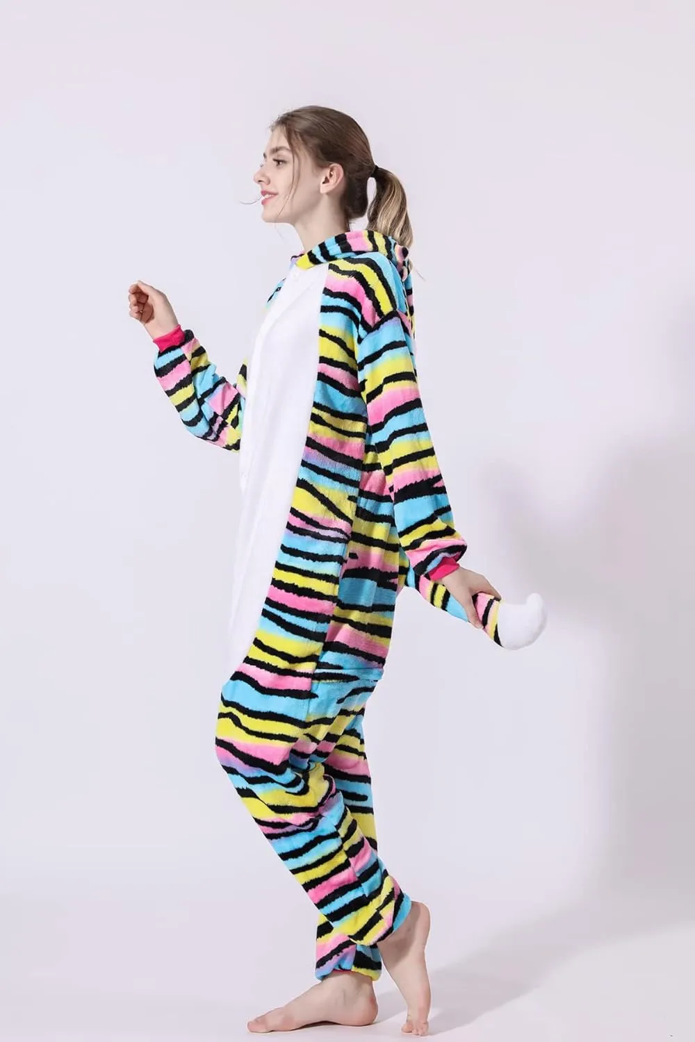 Adult Kid Animal Color Cat Onesies Pajamas Cute Cosplay Halloween Xmas Costume Winter Girls Hooded Sleepwear