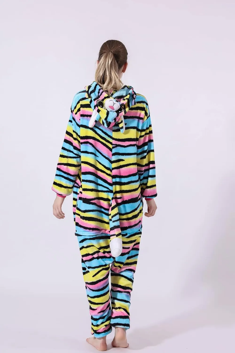 Adult Kid Animal Color Cat Onesies Pajamas Cute Cosplay Halloween Xmas Costume Winter Girls Hooded Sleepwear