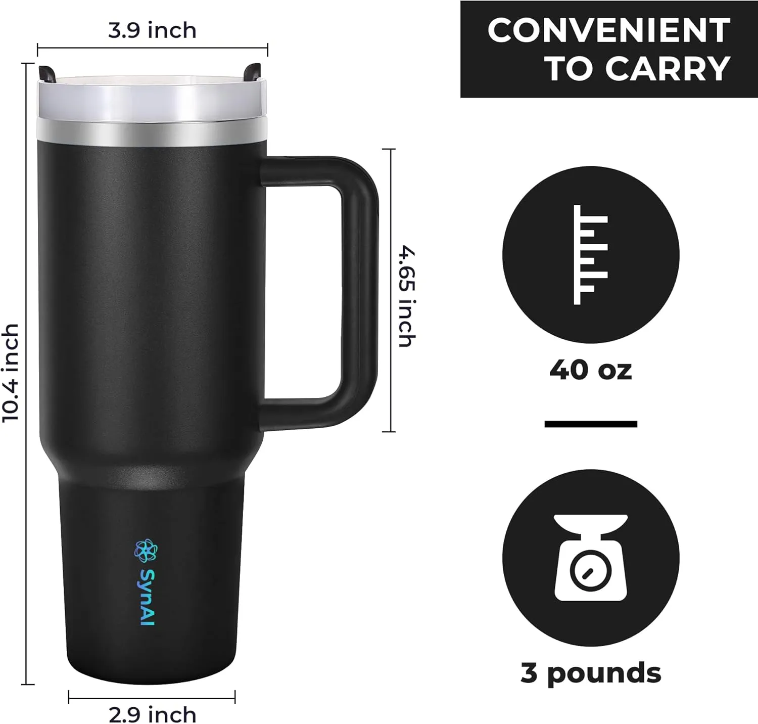 Adventure-Ready 40 oz Insulated Stainless Steel Tumbler – Built for the Outdoors! (Black)