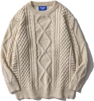 Aelfric Eden Oversized Knit Sweater Solid Vintage Pullover Sweater Unisex Woven Crewneck Knitted Tops