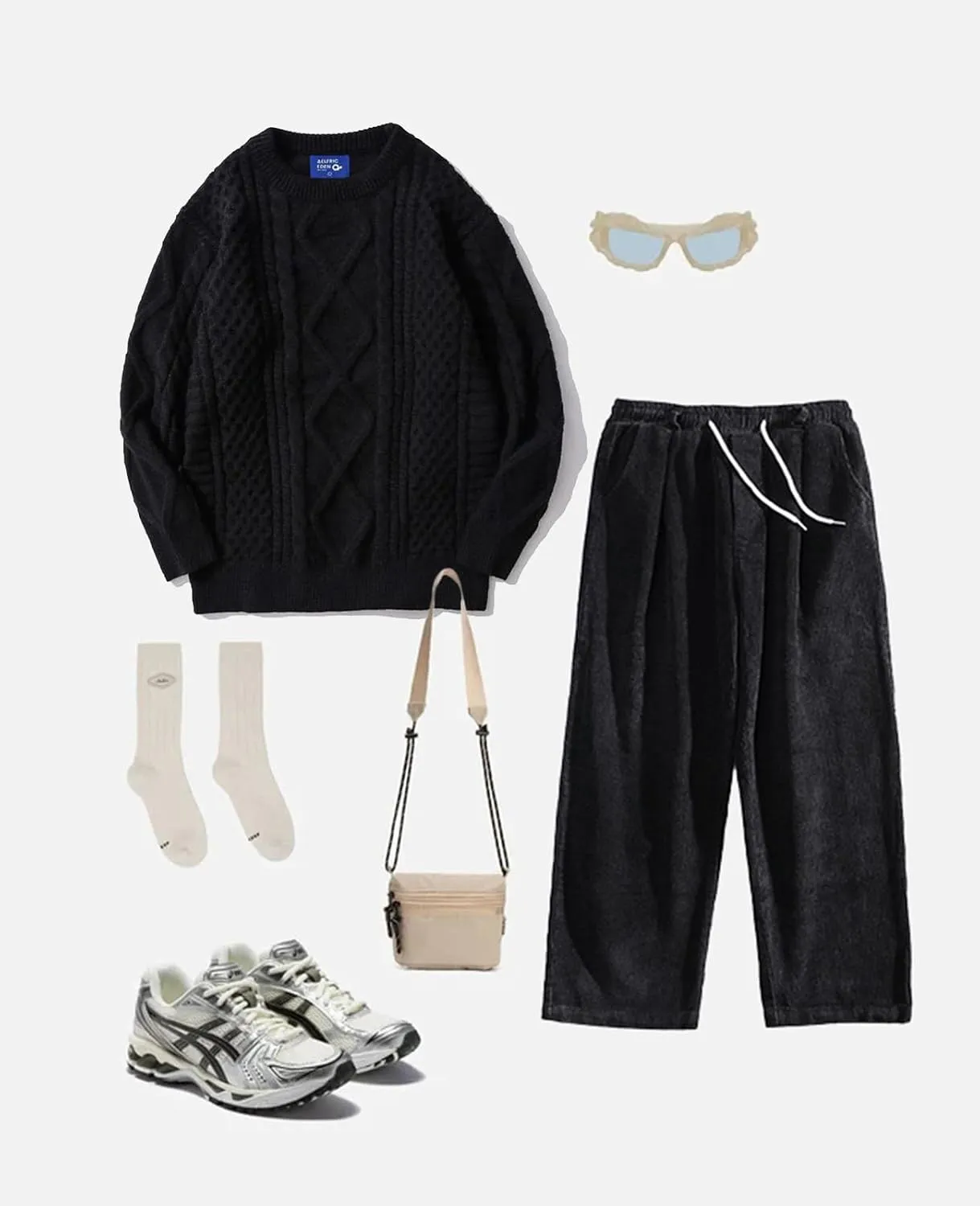 Aelfric Eden Oversized Knit Sweater Solid Vintage Pullover Sweater Unisex Woven Crewneck Knitted Tops