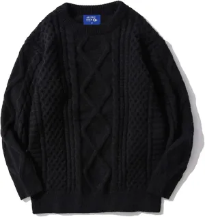 Aelfric Eden Oversized Knit Sweater Solid Vintage Pullover Sweater Unisex Woven Crewneck Knitted Tops