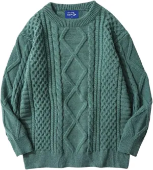 Aelfric Eden Women Sweater Vintage Cable Knit Sweater Casual Oversized Sweater Pullover
