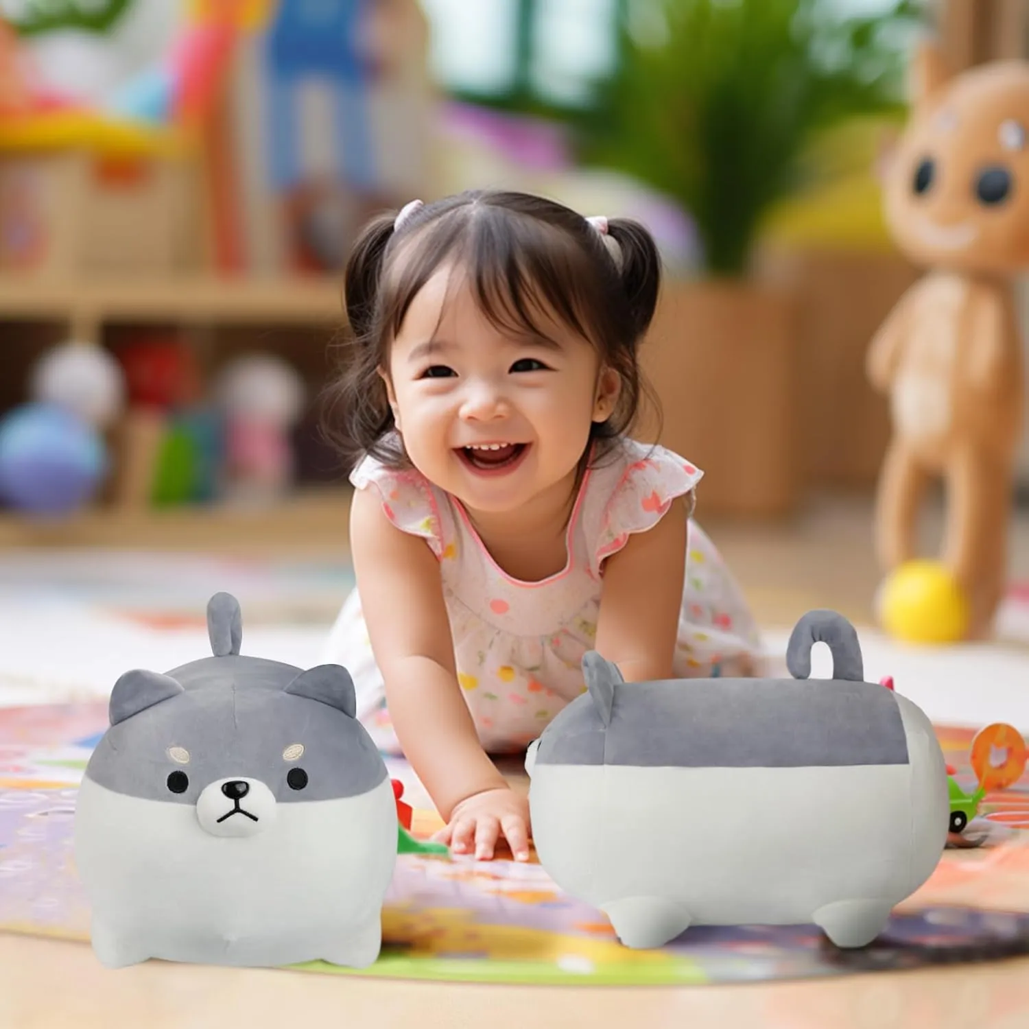 AFAN Shiba Inu Stuffed Animal Plush Kawaii Corgi Dog Plush Pillows Cute Soft Dog Toy Plushies Gifts for Boys Girls Kids (Gray, 11.8 Inch)