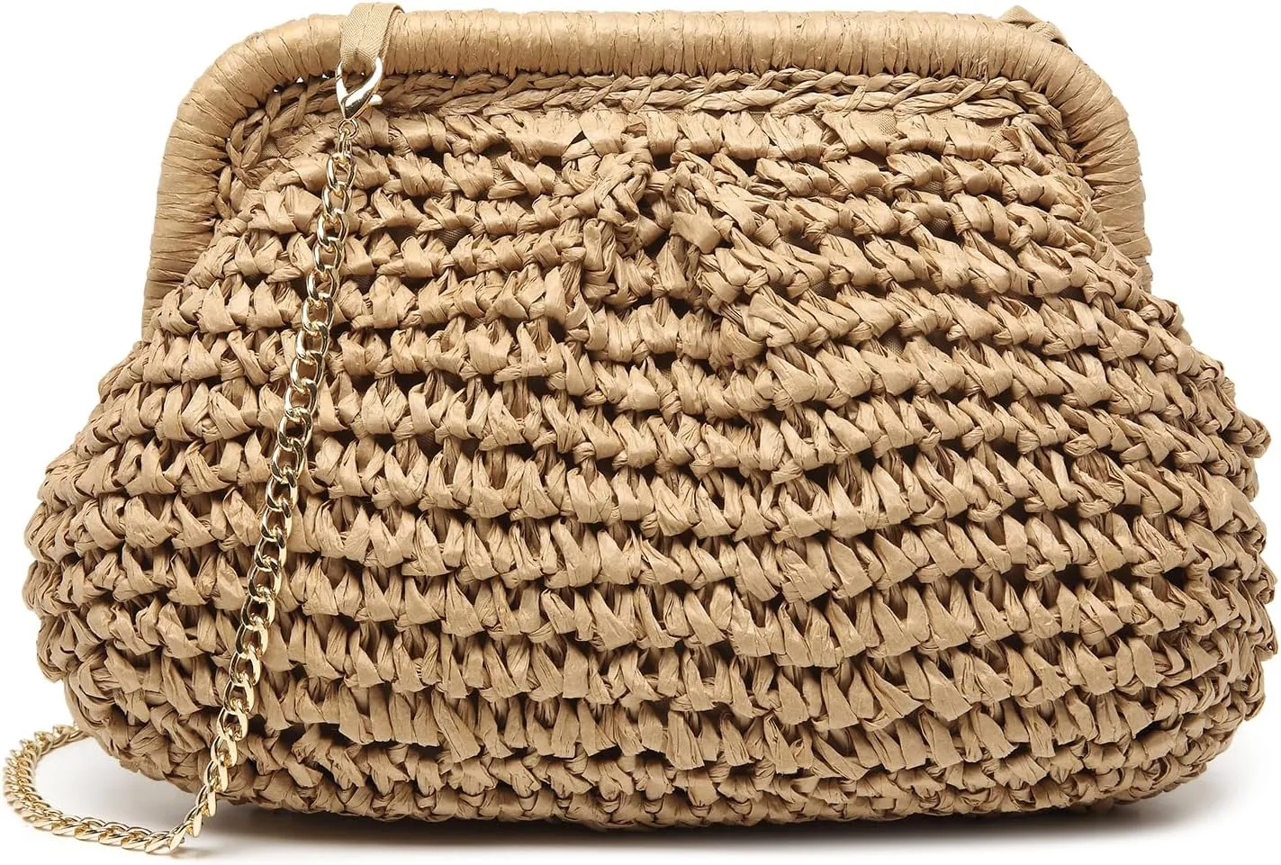Afashor Straw Clutch Purse for Women Summer Beach Woven Evening Bag Dumpling Casual Shoulder Handbag