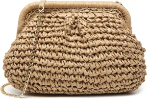 Afashor Straw Clutch Purse for Women Summer Beach Woven Evening Bag Dumpling Casual Shoulder Handbag