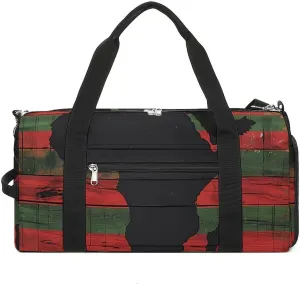 African American Flag Afro Map Wood Sports Gym Bag for Men Women Travel Duffel Bag with Shoulder Strap