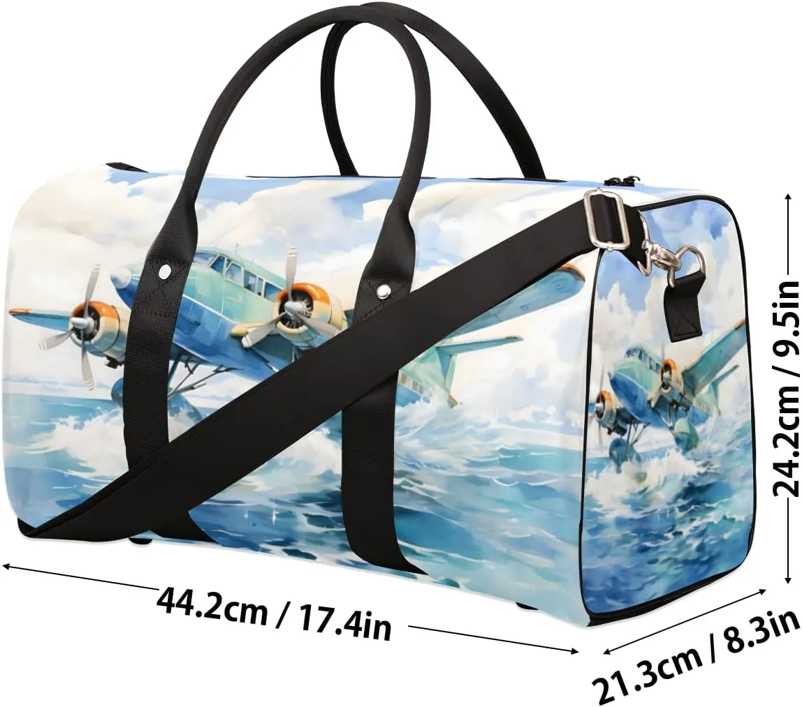 Airplane Aircraft Travel Duffle Bag for Women Men Gym Duffel Foldable Bag Waterproof Weekender Aircraft Fighter Duffle Tote