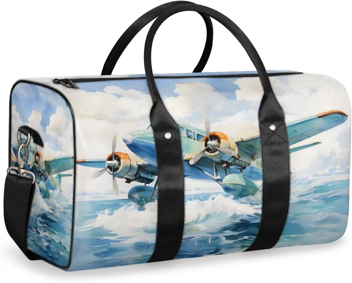 Airplane Aircraft Travel Duffle Bag for Women Men Gym Duffel Foldable Bag Waterproof Weekender Aircraft Fighter Duffle Tote