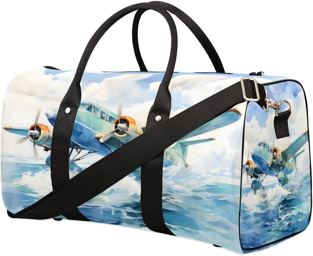Airplane Aircraft Travel Duffle Bag for Women Men Gym Duffel Foldable Bag Waterproof Weekender Aircraft Fighter Duffle Tote