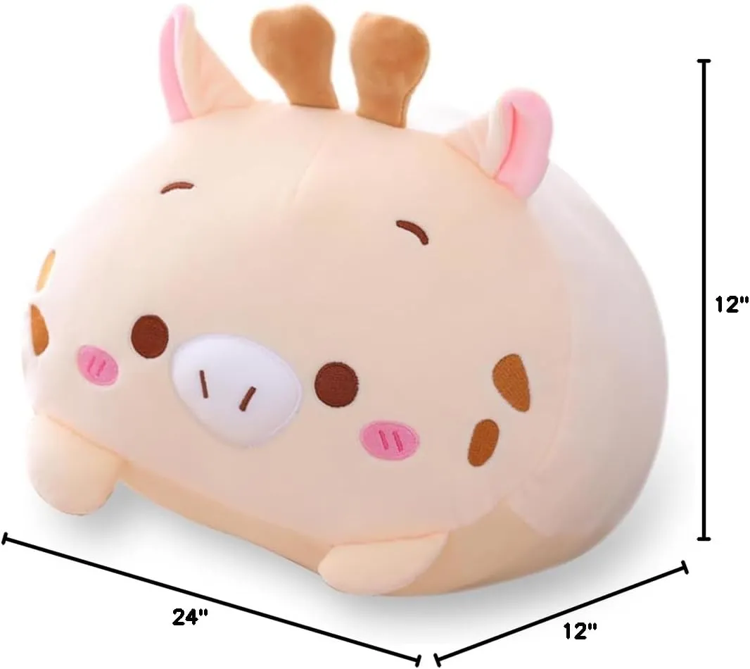 AIXINI 23.6 inch Cute Deer Plush Stuffed Animal Cylindrical Body Pillow,Super Soft Cartoon Hugging Toy Gifts