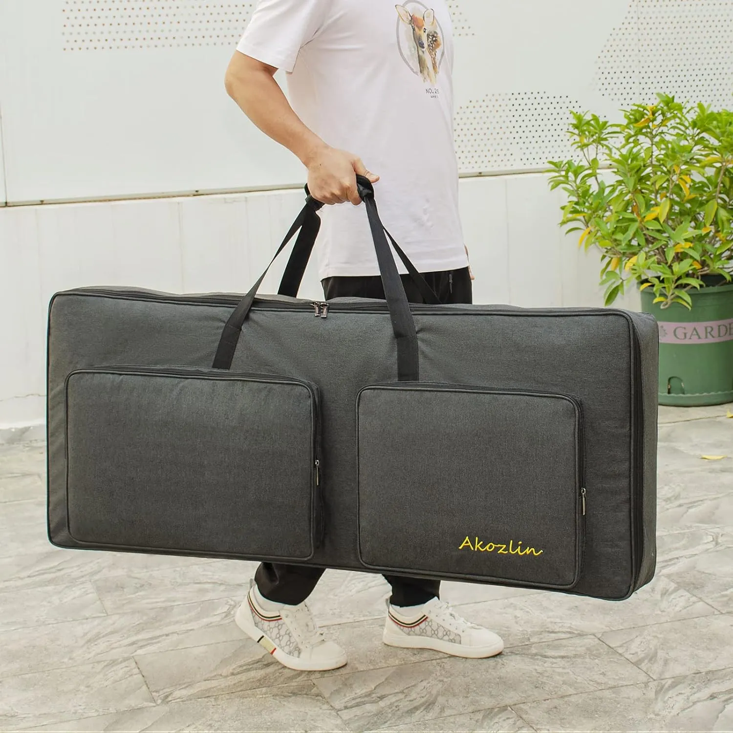 AKOZLIN 76-Key Padded Keyboard Gig Bag Portable Foldable Electric Piano Keyboard Case Bag For 76-Note Keyboards 46.5”×19.2”×6.3”