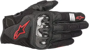 Alpinestars SMX-1 Air V2 Gloves, Short Cuff Fit, Leather and Mesh Construction, CE-Certified, Ergonomic Protection, Summer Riding Glove, 2XL, Black/Red Fluorescent