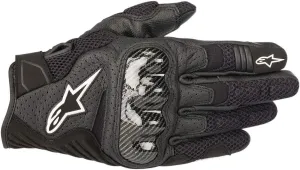 Alpinestars SMX-1 Air V2 Gloves, Short Cuff Fit, Leather and Mesh Construction, CE-Certified, Ergonomic Protection, Summer Riding Glove, L, Black