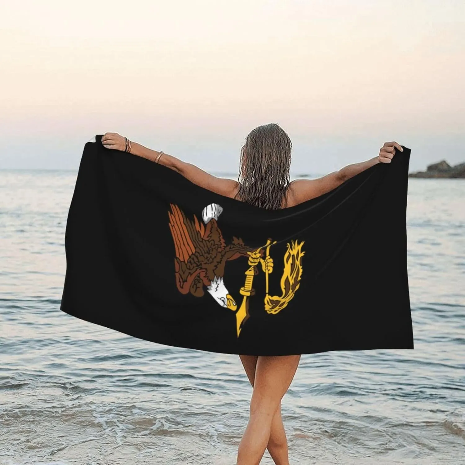 American Samoa Flag Emblem Beach Towel with Travel Bag 31.5"x63" Quick Dry Sand Free Lightweight Large Oversized Towels Light Vacation Essentials